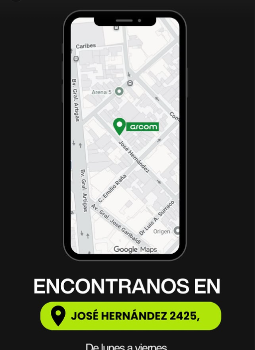 Mapa de la ubicación de Arcom en José Hernández 2425
